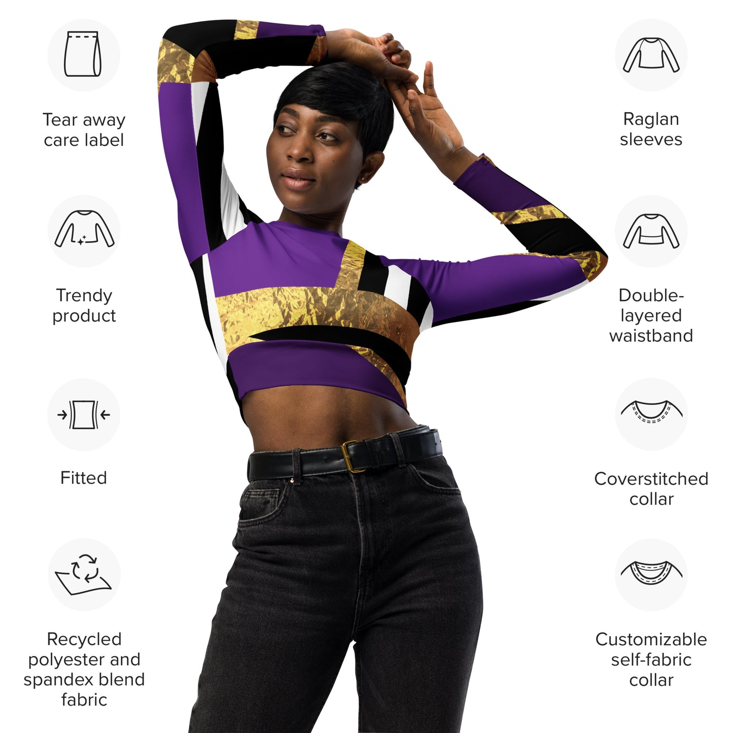 ROYALTY Recycled long-sleeve crop top