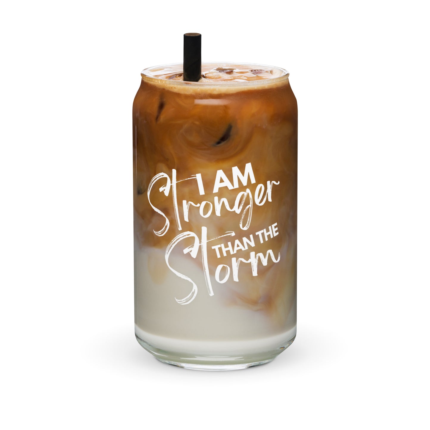 Stronger Than The Storm Can-shaped glass